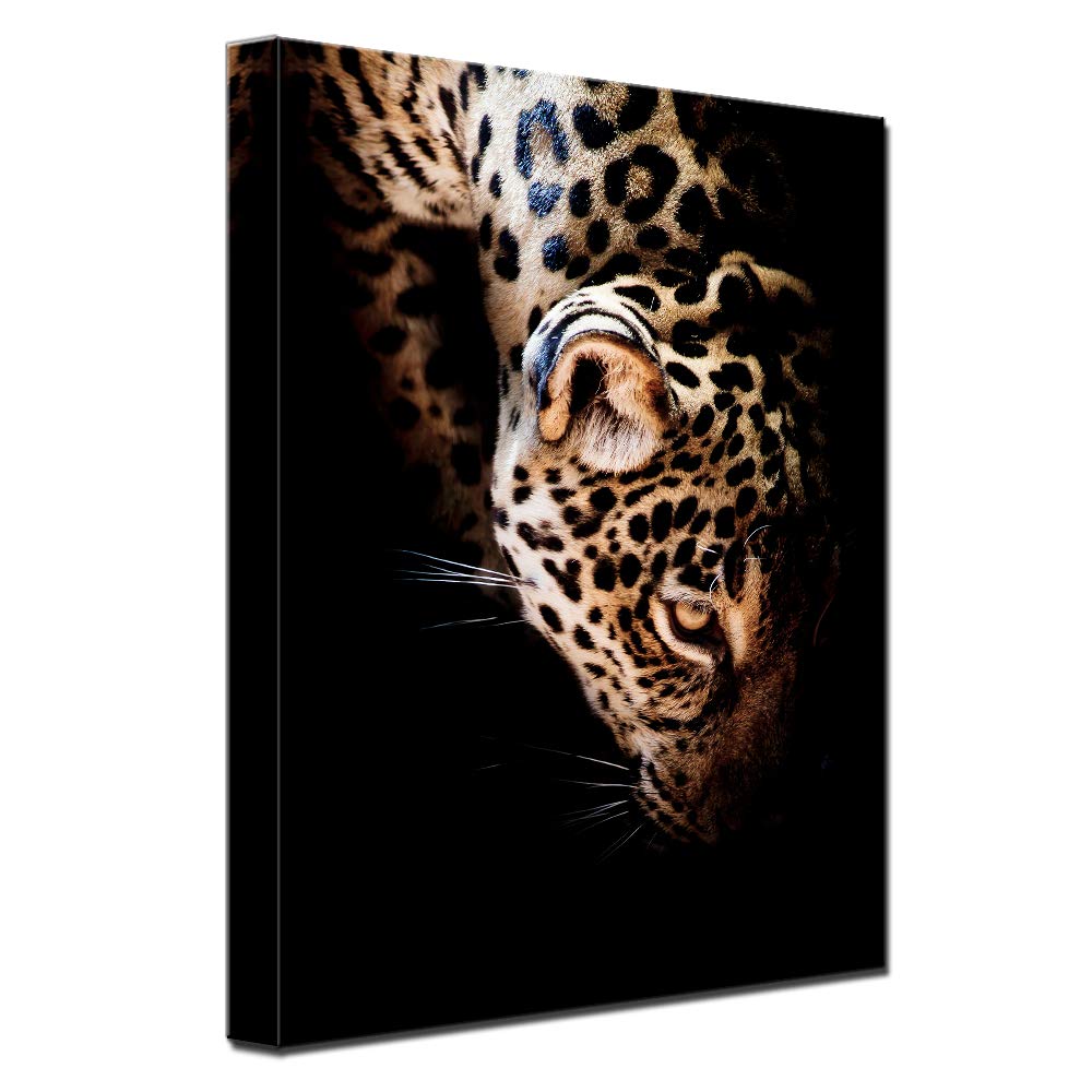 TAOMI Golden Leopard Head Studio Office Wall Art Luxury Black and Gold Large Panther Animal Artwork for Living Room Home Decorations Frame Panthera pardus 20x28inch