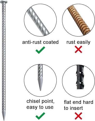 Miniatura 7 de VVOKGO Estacas para barras de refuerzo de tierra de 18 pulgadas, 16 ganchos en J extra resistentes a prueba de óxido, anclajes de tierra de acero