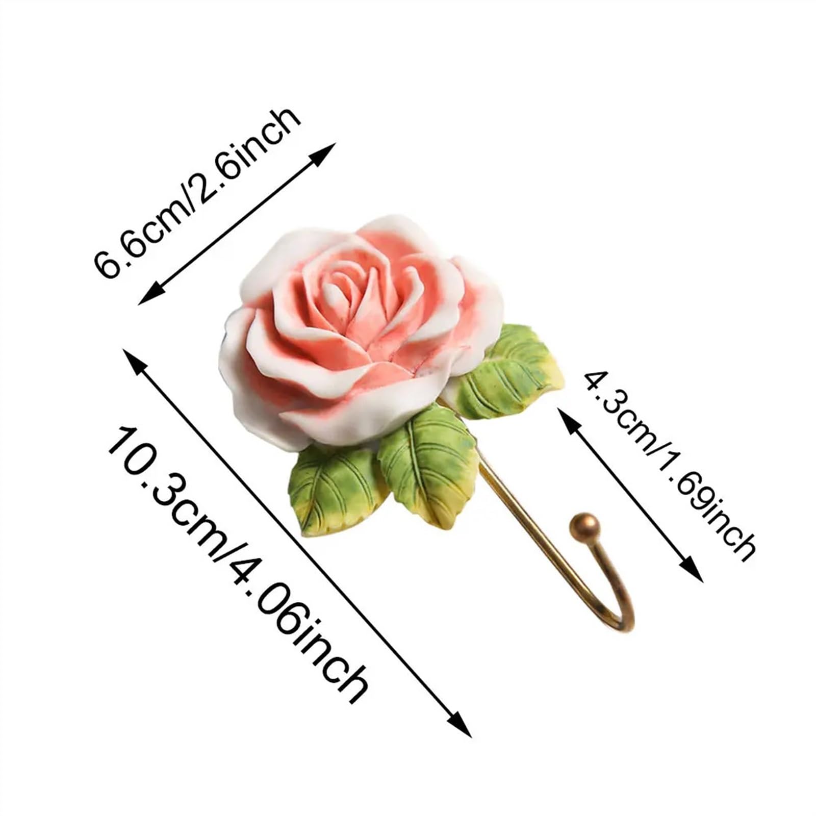 MISNODE 3 ganci da parete in metallo a forma di fiore, stile vintage, montaggio a parete, con rose e bellissimi fiori, appendiabiti decorativo per la casa