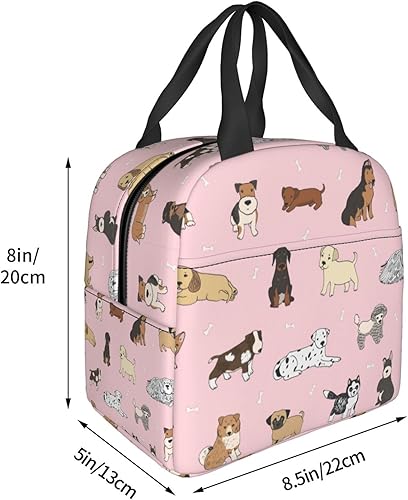 Miniatura 55 de Fiokroo Bolsa de almuerzo aislada con patas y huesos de perro, huellas de animales, reutilizable, impermeable, bolsa de almuerzo para escuela, Patas