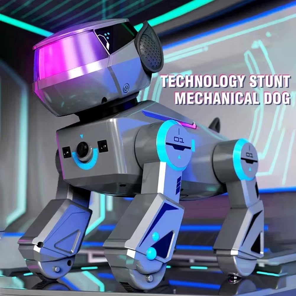 Chien Robot Intelligent avec Intelligence Artificielle, Télécommande Tactile, Haut-Parleur Bluetooth, Musique Programmable, Éclairage Amusant, Jouet pour Enfants de 6 Ans et Plus