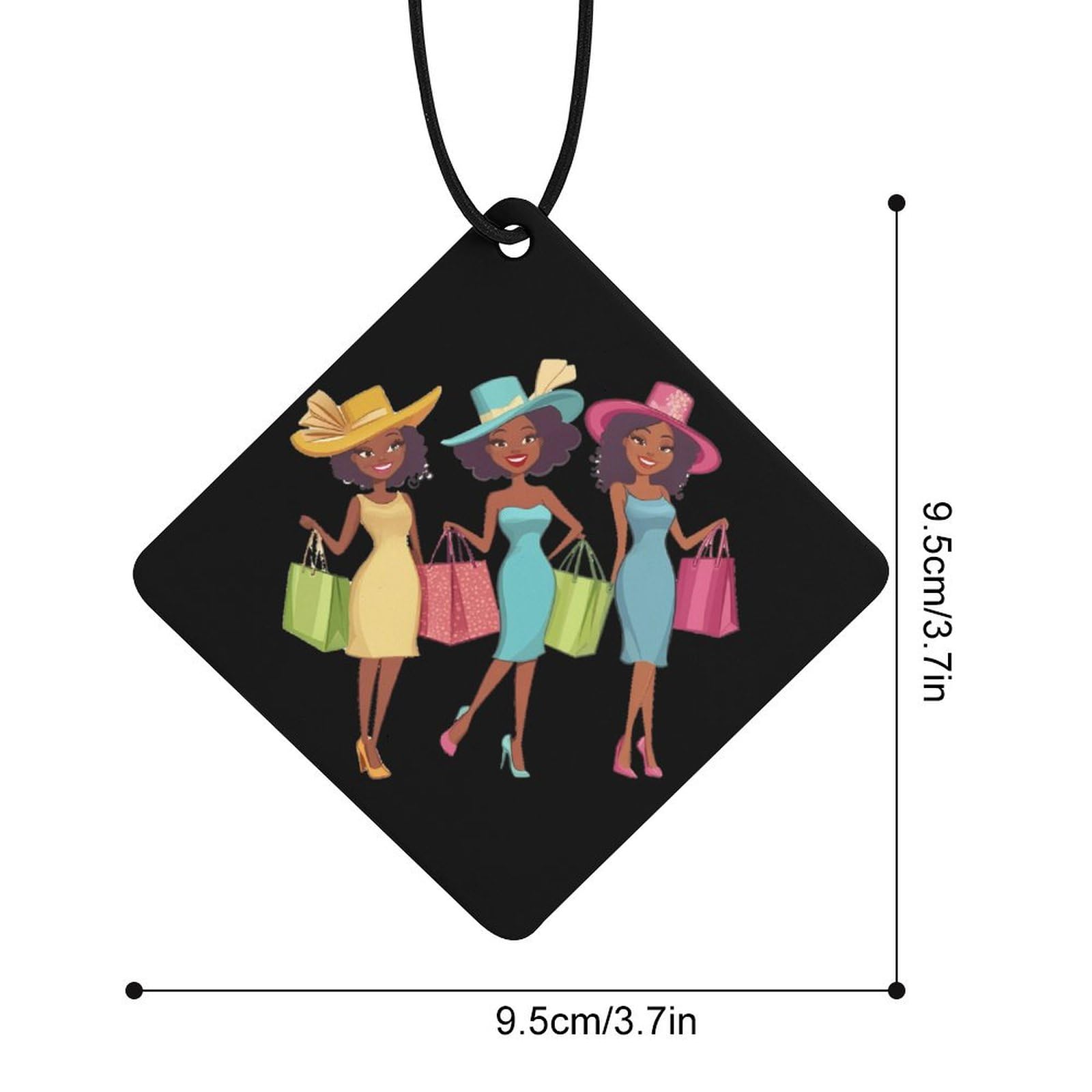 Cute African Am-erican Women Car Air Freshener Hanging Aromatherapy Tablets for Car Accessories Rhombus