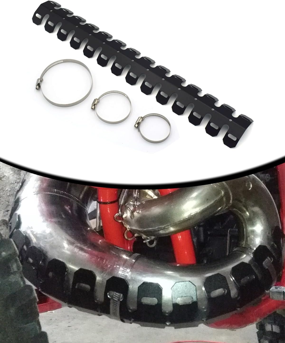 Motorcycle Exhaust Heat Shield Cover Universal Muffler Pipe Guard Protector For All Most Motorcycle Dirt Bike ATV - 610mm BLACK Black Universal 610mm Length