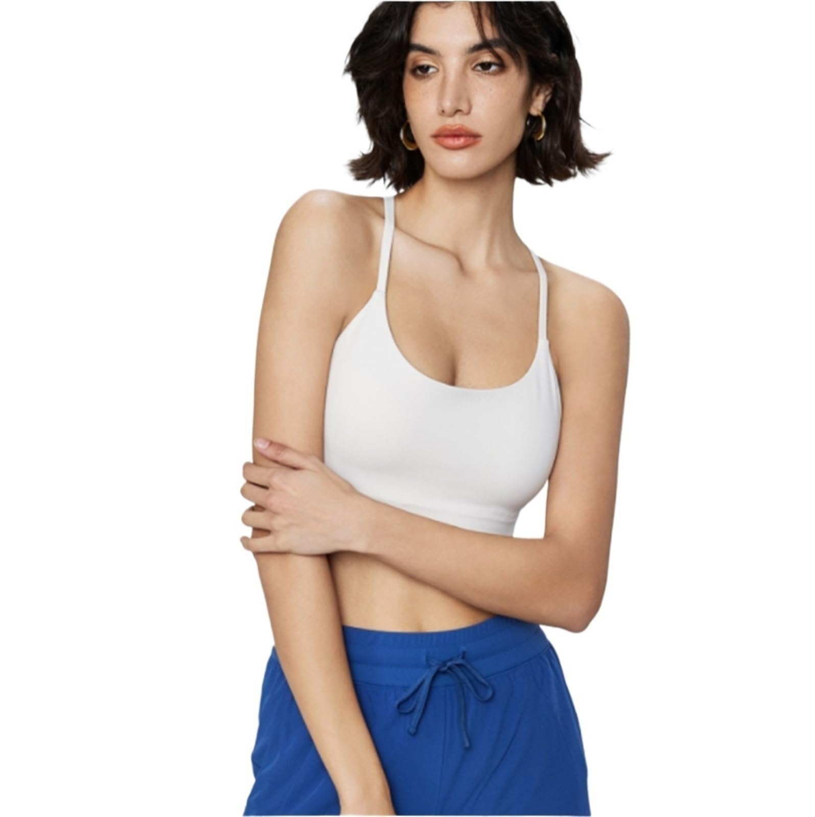 Sujetador Deportivo Mujer Sujetador Deportivo De Yoga Con Copa Extraíble Y Sin Aros Con Espalda Cruzada Y Soporte Medio For Mujer Sujetador Gimnasio(White,S)