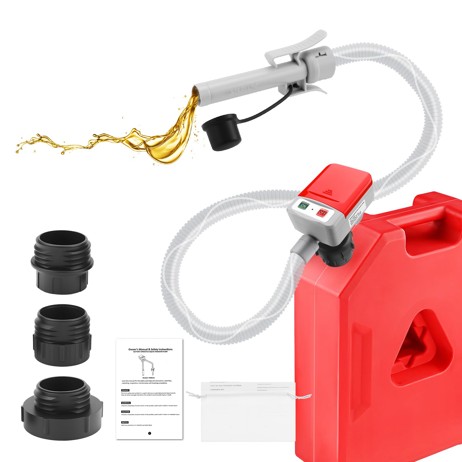 KAOLALI Pompa do oleju napędowego 12V z automatycznym wyłącznikiem (9L/min) na olej napędowy z głowicą 28mm, elektryczna pompa benzynowa do samochodu, kampera, generatora, łodzi