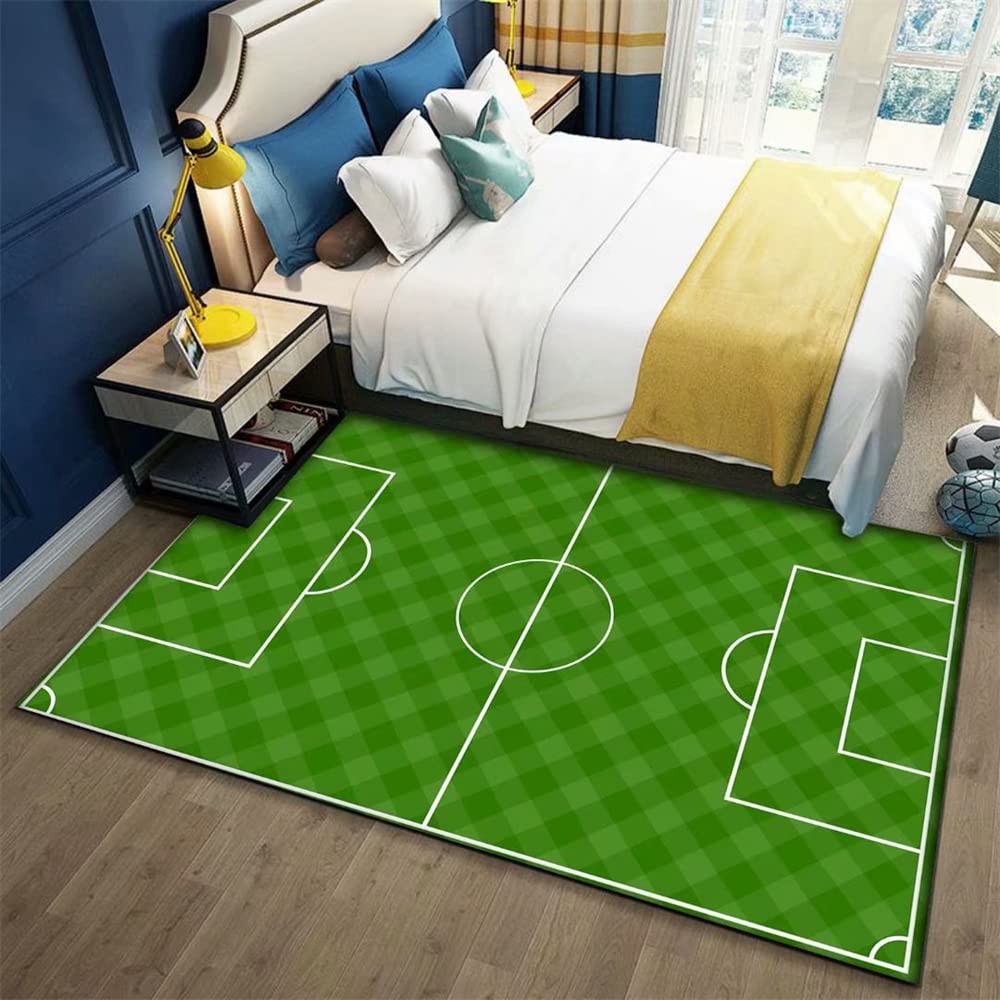 Tapis de football enfant 120x180 cm vert pour chambre de garçon