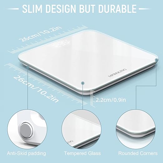 Báscula Digital de Baño MPBEKING, 400 lb, Vidrio Templado miniatura 4