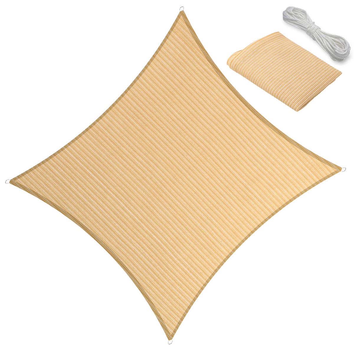 15' x 15' Sun Shade Sail Canopy Awning Permeable Fabric Pergola Cover, for Outdoor Patio Lawn Garden Backyard Carport, Beige