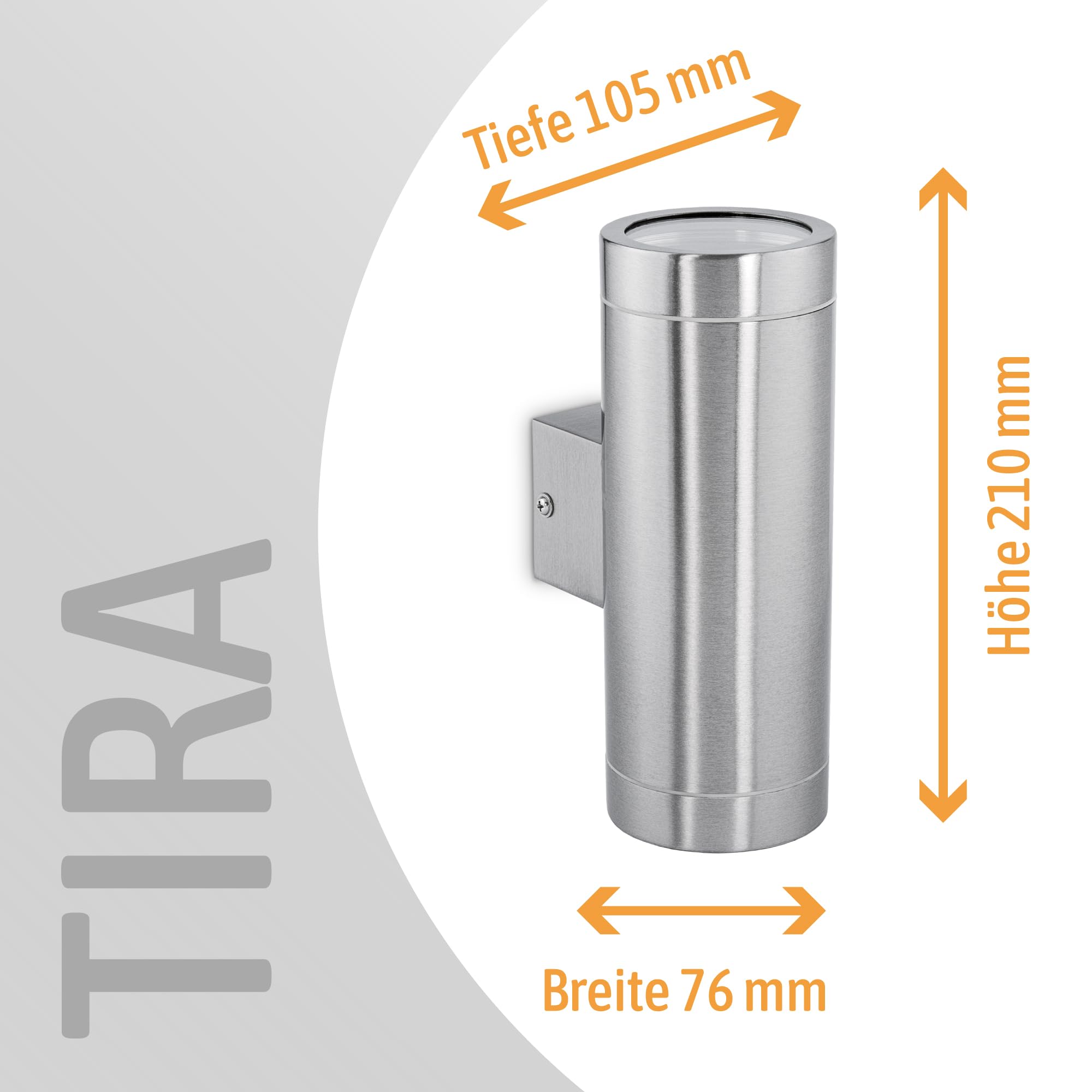 SSC-LUXon TIRA Wandlampe Edelstahl für Außen IP54 inkl. 2x Smart WiFi RGB GU10 LEDs (steuerung per App & Sprache) - Außen Wandleuchte Up Down