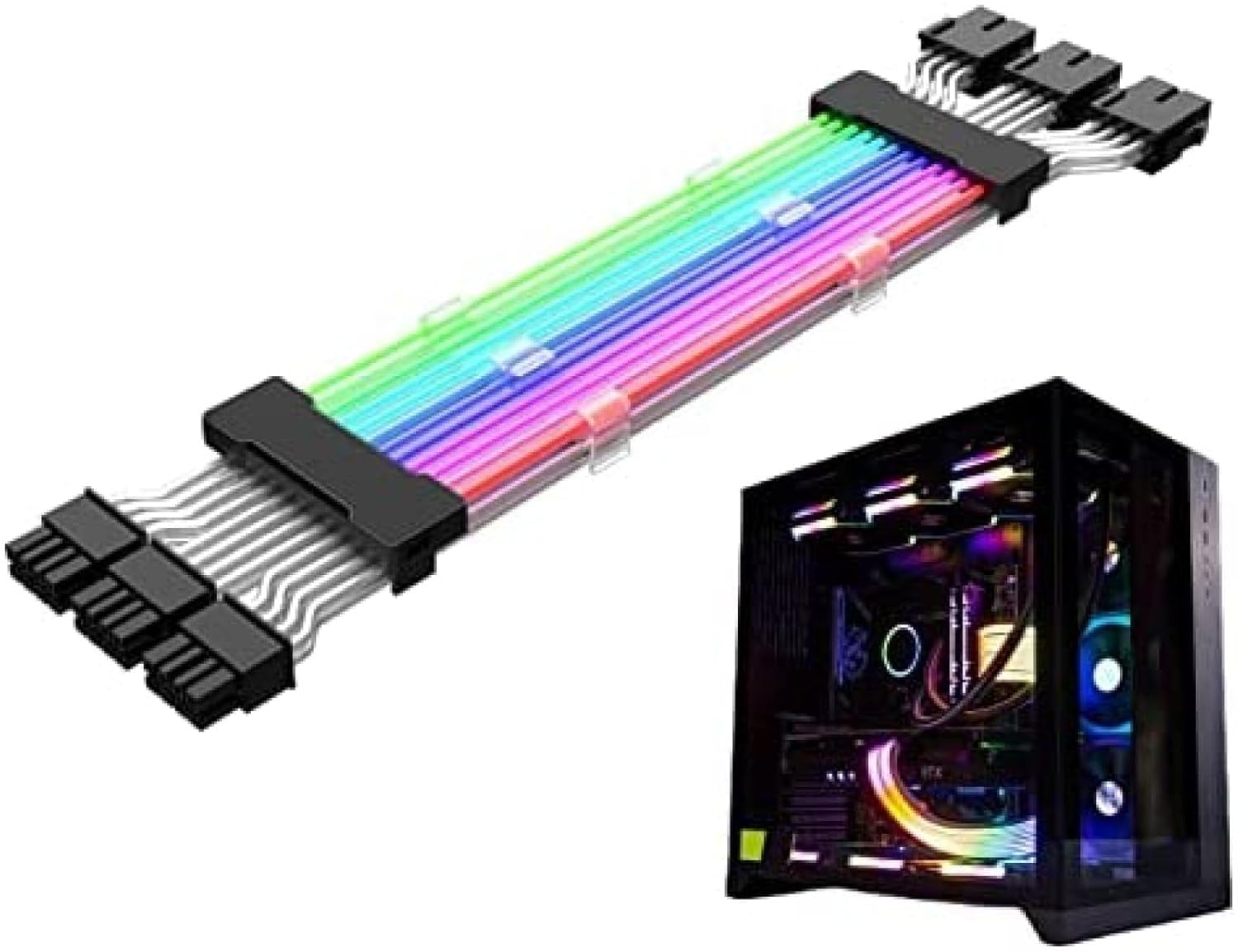 Prolunga del Cavo RGB Prolunga del Cavo Ad Alta Potenza con Componenti per modalità Colore per Il Software RGB da Tutte Le Principali Schede Madri Gestione dei Cavi, C/Graphics Card Three 8p