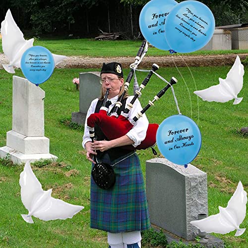 Image of 26 Pieces Blue Memorial Biodegradable Funeral Remembrance Balloons and 41.3 Inch Dove Balloons for Release to Celebrate Life, Bereavement, Condolences, Anniversary services