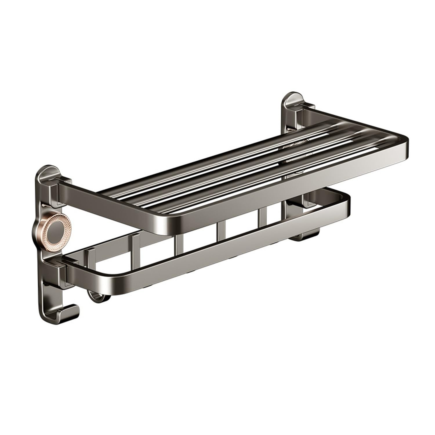 LMYSXAOZ Towel Shelf Suction Cup Rack, Bathroom Punch-free Folding Rail, Wall-mounted Storage Rack Tower Holder(40CM/15.7IN)