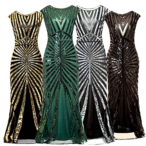 Gatsby Dresses for Women Elegant Sparkly Floor Length Dress Art Deco Roaring 20s Prom Cocktail Dress3