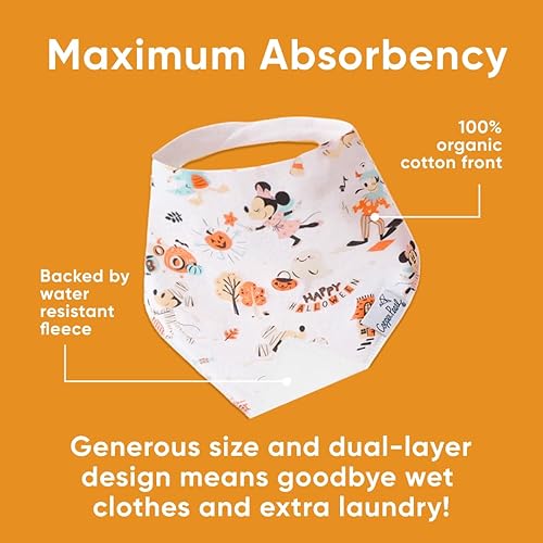 Miniatura 346 de Copper Pearl Paquete de 4 baberos de algodón suave para babeo y dentición, baberos absorbentes para bebés niñas y niños, ajustables para adaptarse a