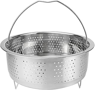 NALACAL Stainless Steel Steamer Basket with Handle Rice Cooker Steaming Basket Metal Steamer Insert Steaming Rack for Rice Cooker Warmer Kitchen Cookware Silver（20cm）