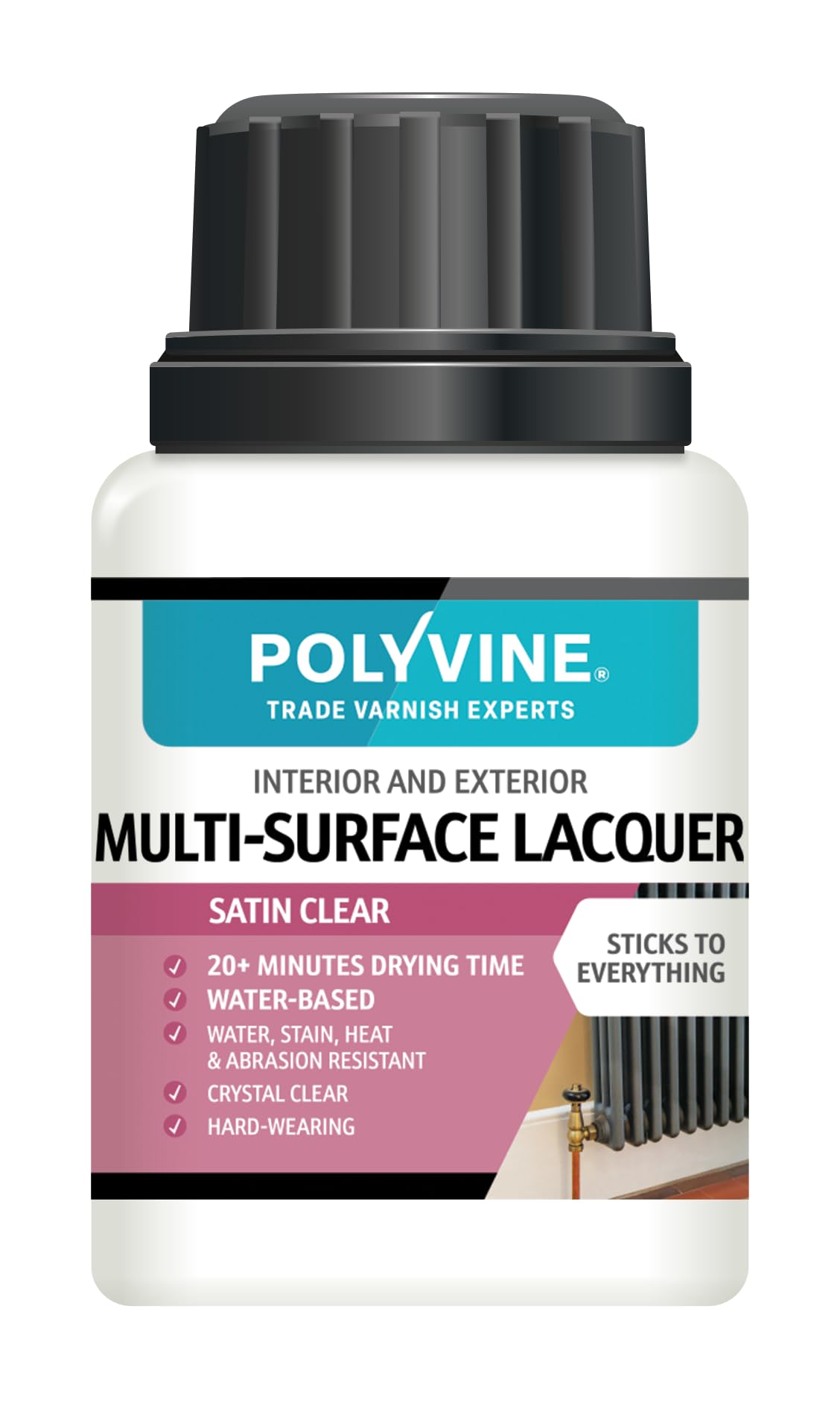Multi-Surface Lacquer Gloss, Satin or Dead Flat - Professional Quick Dry Clear Lacquer - Exterior, Interior Water Based Clear Sealer Protective Coating - Water & Heat Resistant, Satin 100ml