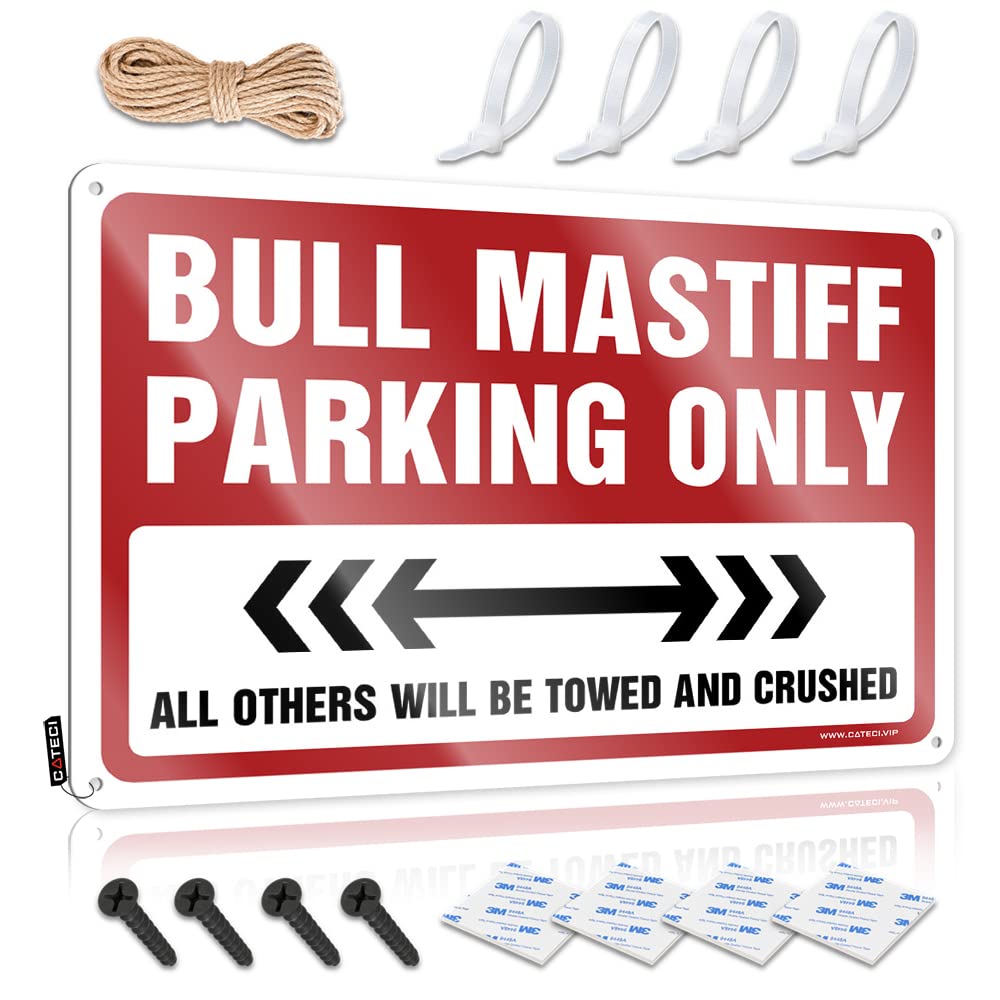 KRAZMURONGD Personalized Bar Signs Tin Signs Warning Bull Mastiff Parking Only Tin Sign(20X30CM)