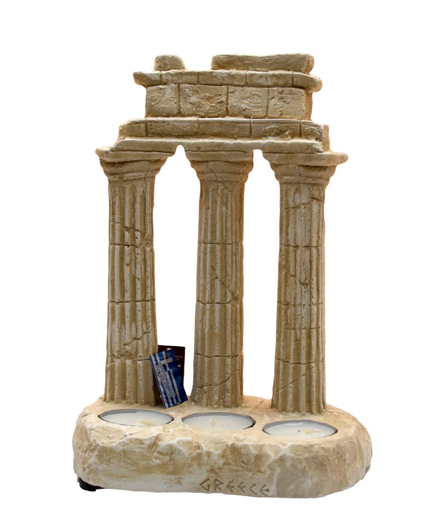 Ruins Columns Candle Holder Ancient Greece Statue Sculpture Cast Stone
