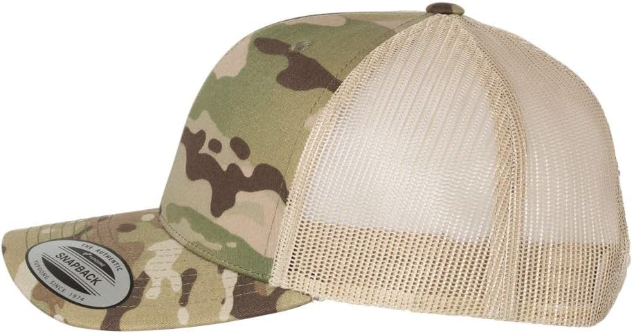 Joe's USA 6606 Six-Panel Mesh Back Snapback Trucker Cap - OSFM - 2 Pack - Multicam Green/Khaki