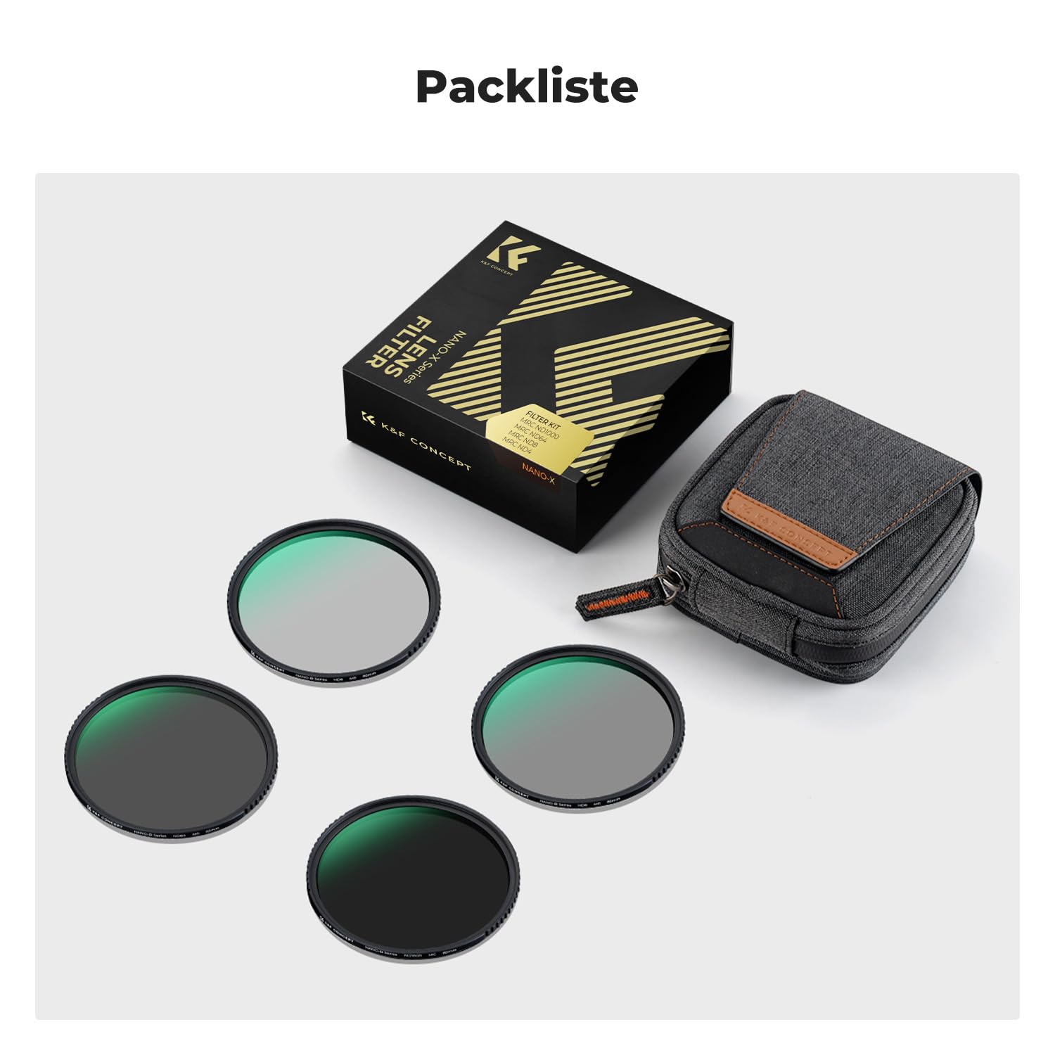 K&F CONCEPT ND Filterset 67mm Neutral Graufilter Set ND4+ND8+ND64+ND1000 ND Filter Kit