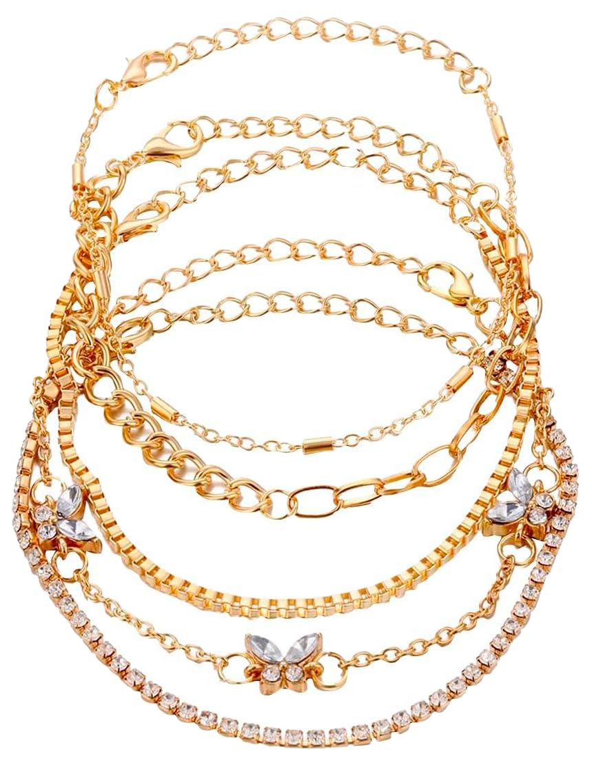 Yellow Chimes Combo Bracelets for Women 5 Pcs Gold Plated Chain Bracelet Set for Women and Girls (B09NYBY3JV) Amazon Price History, Amazon Price Tracker