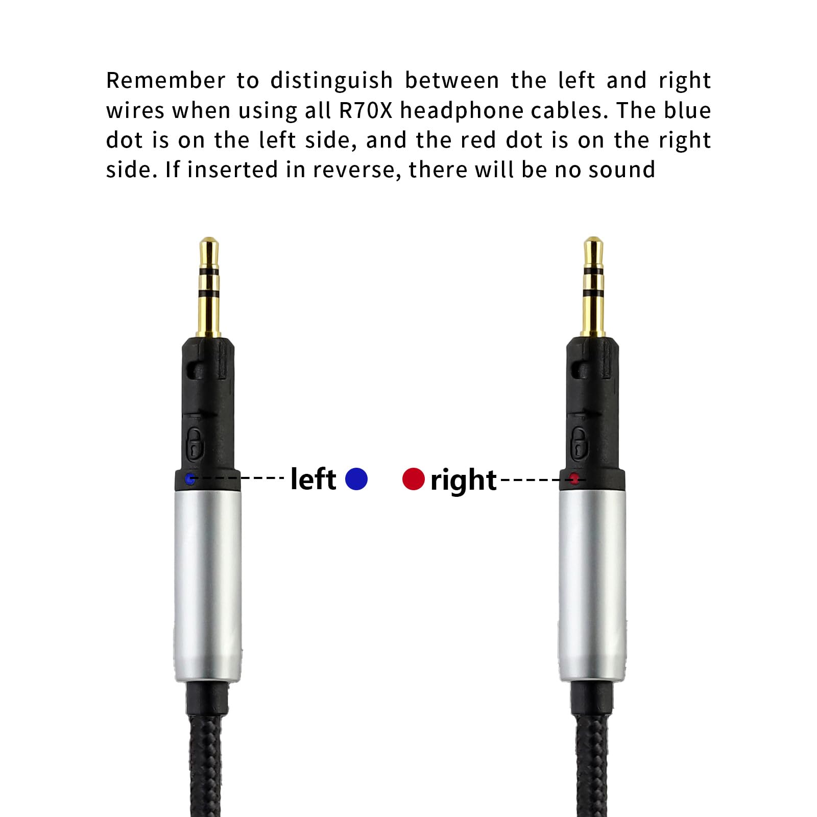 okcsc ATH-R70x - Cable de repuesto para auriculares de 6,35 mm, enchufe equilibrado para Audio-Technica ATH-R70x R70Xa, cable de auriculares de 4 núcleos de PVC trenzado de nailon OFC de 6.5 pies de