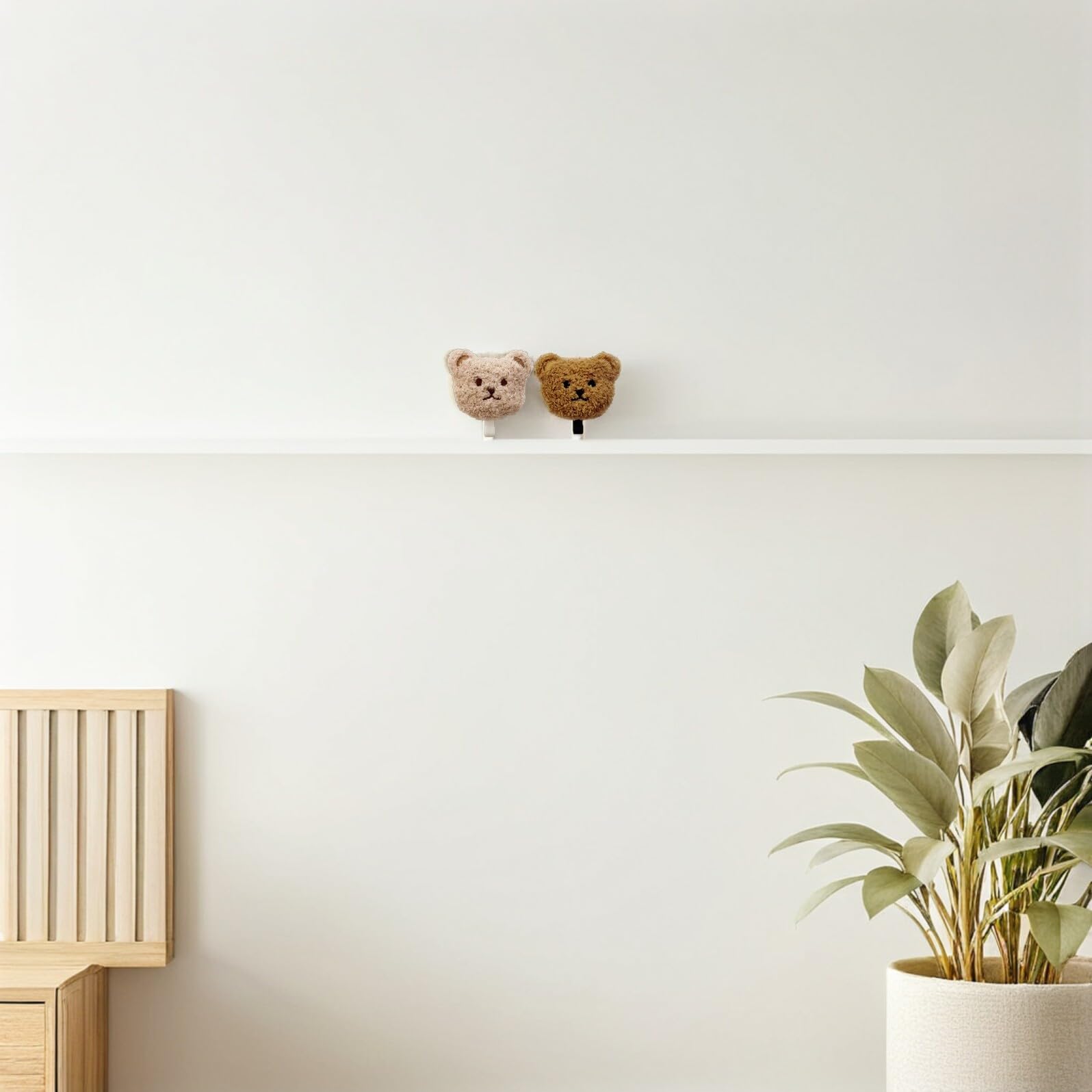 KALLORY 2 Pezzi Ganci Adesivi da Parete Orso Peluche per Appendere Chiavi e Cappelli in Pp, Design Autoadesivo per Bagno e Camera da Letto, Decorazione Carina e Pratica
