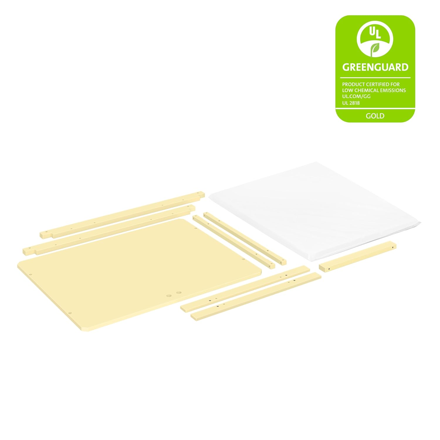 Babyletto Rolli All-Stages® Midi Crib Conversion Kit in Pale Yellow, Greenguard Gold Certified, FSC Certified, Portable & Adjustable with Pad Included