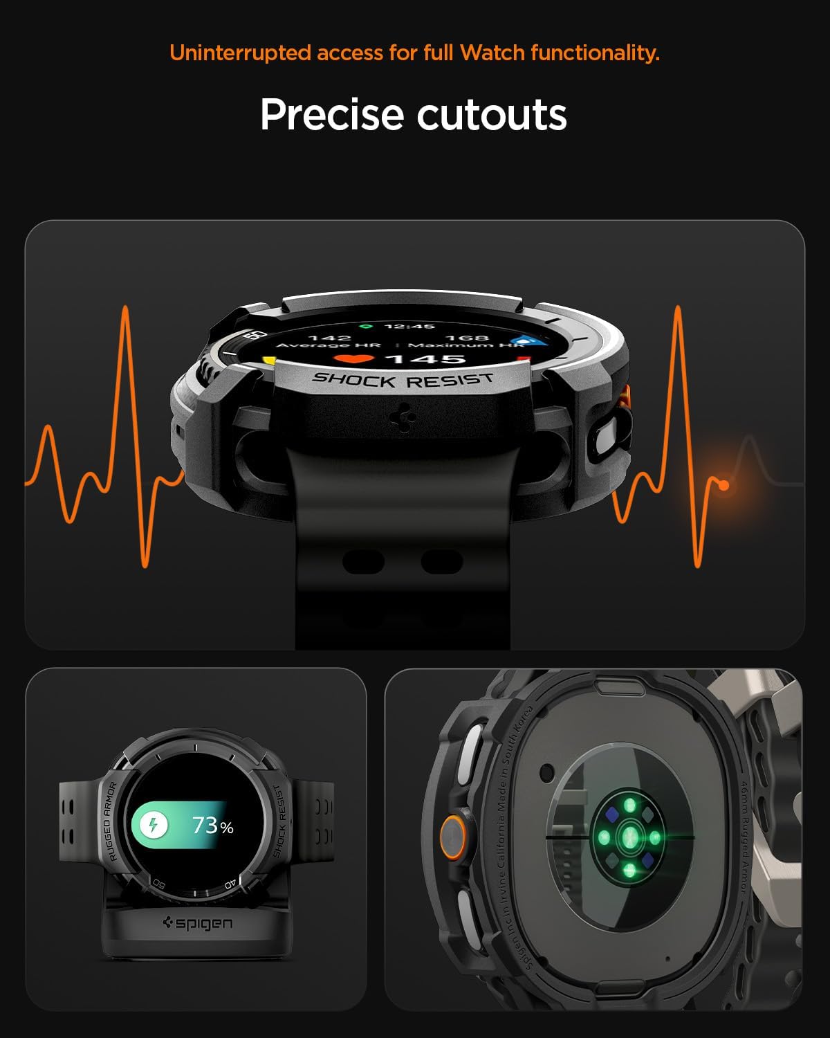 Spigen Rugged Armor Designed for Galaxy Watch8 Classic and Buds 3/3Pro Case Bundle - Matte Black