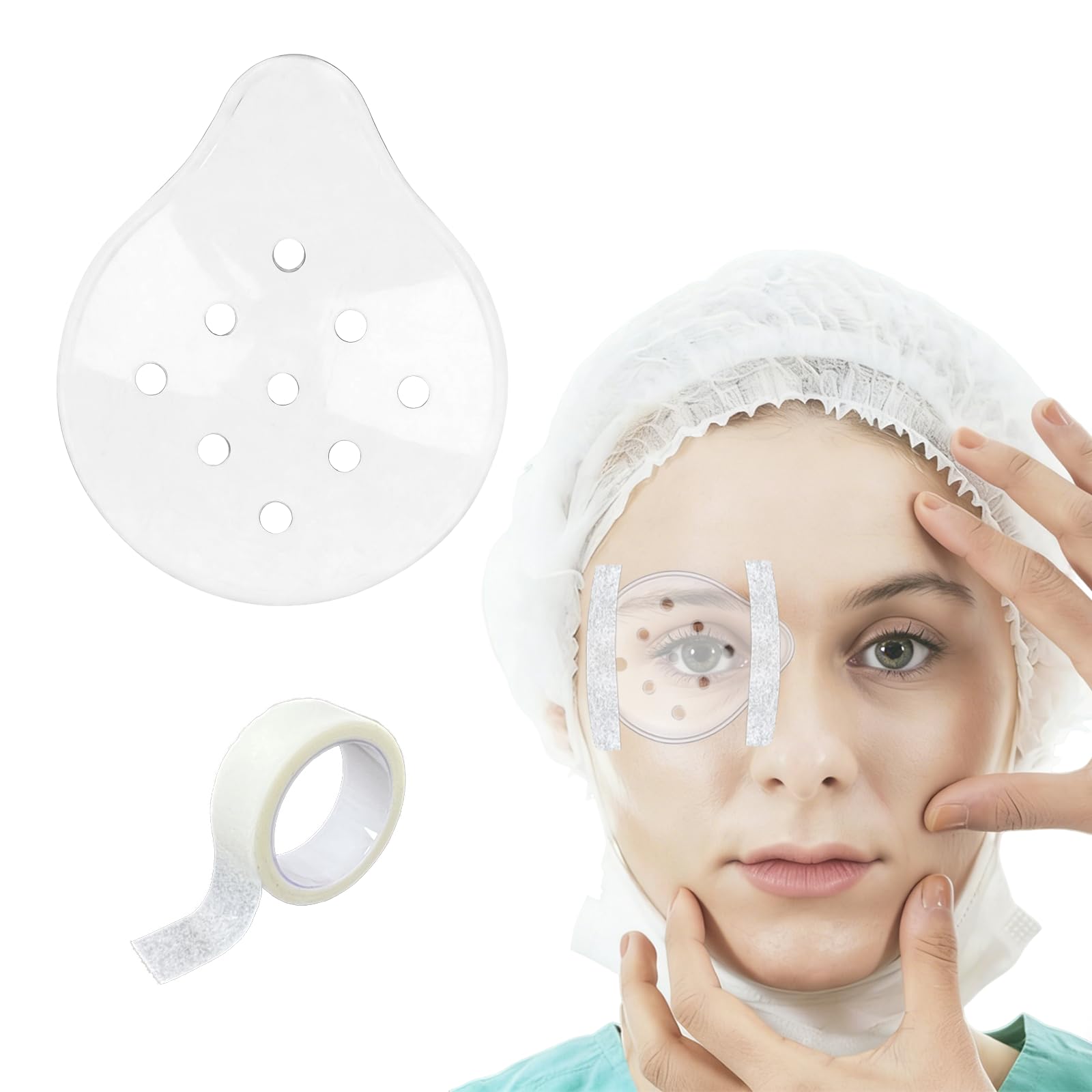 EDWERD Clear Eye Protect Shield, Cataract Sur-gery Recovery Cover Ventilated Patch Gaurd with Fixed Tape for Eye Post-operative Recovery, 1 PCS