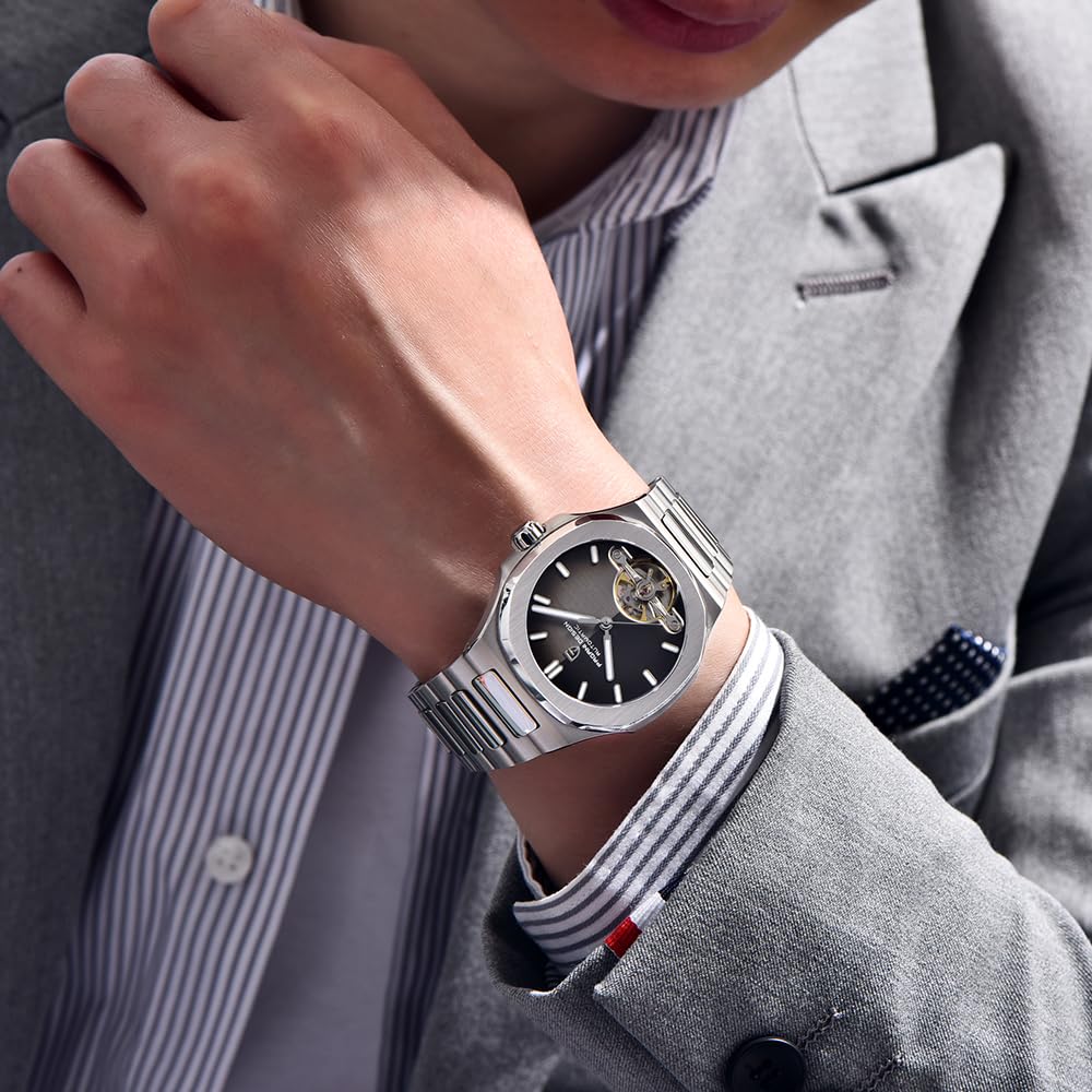 Pagani Design Herrenuhr, PD-YS025, Herren Automatik, Skelett Tourbillon, mechanisches Uhrwerk, sportliches Saphirglas, Edelstahlarmband, 42 mm Gehäuse