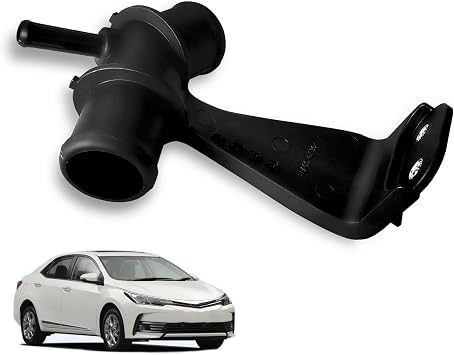 Engine Radiator Water Outlet Coolant Pipe Thermostat Housing Connector Assembly for Toyota Corolla 2009-2013 1.8L, Matrix 2009-2014 - OEM 165770T030 - Plastic Black