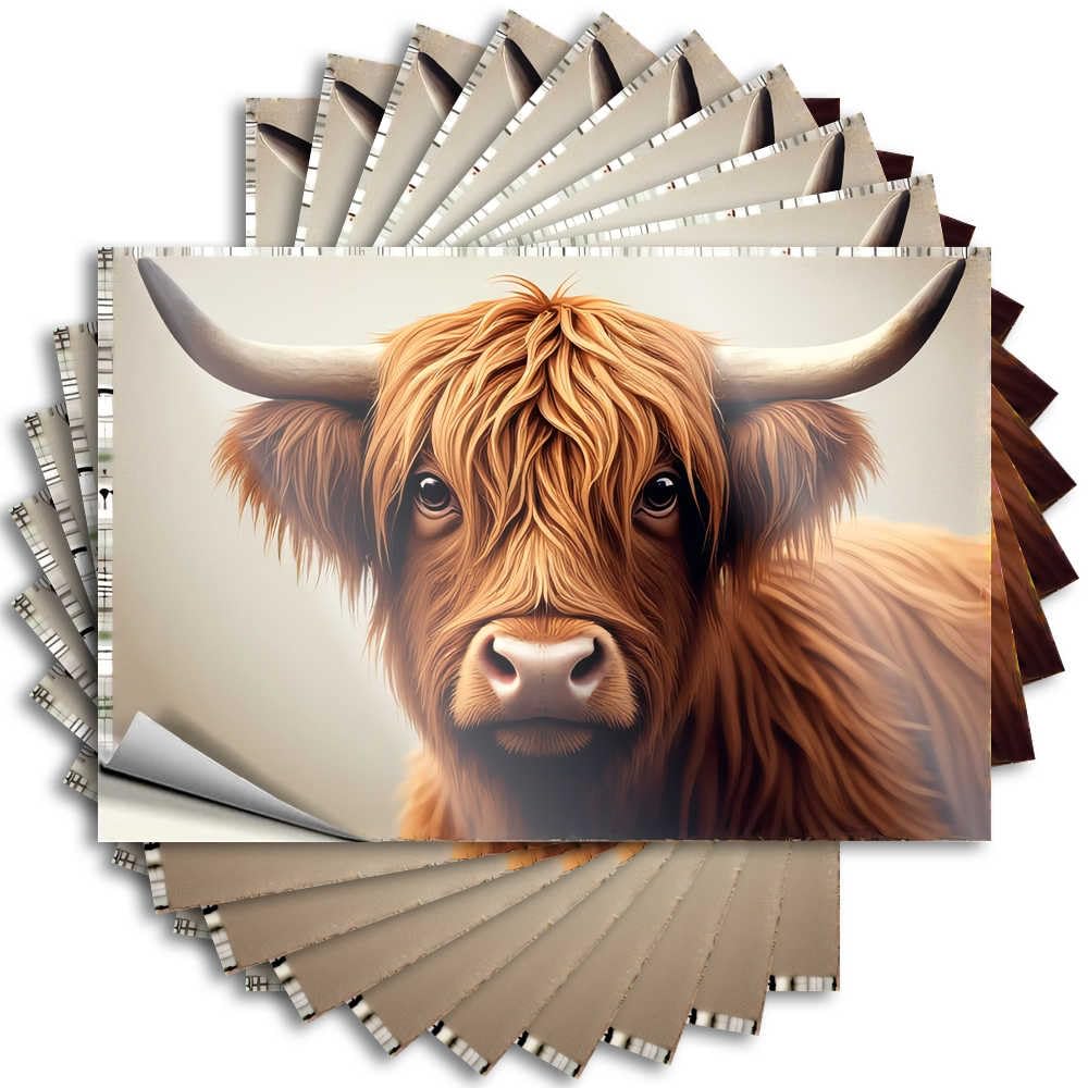 Highland Cow Portrait: Majestic and Mysterious Lover Front Door Decorations - Bumper Cover Removable Vinyl Decal(8X12CM)