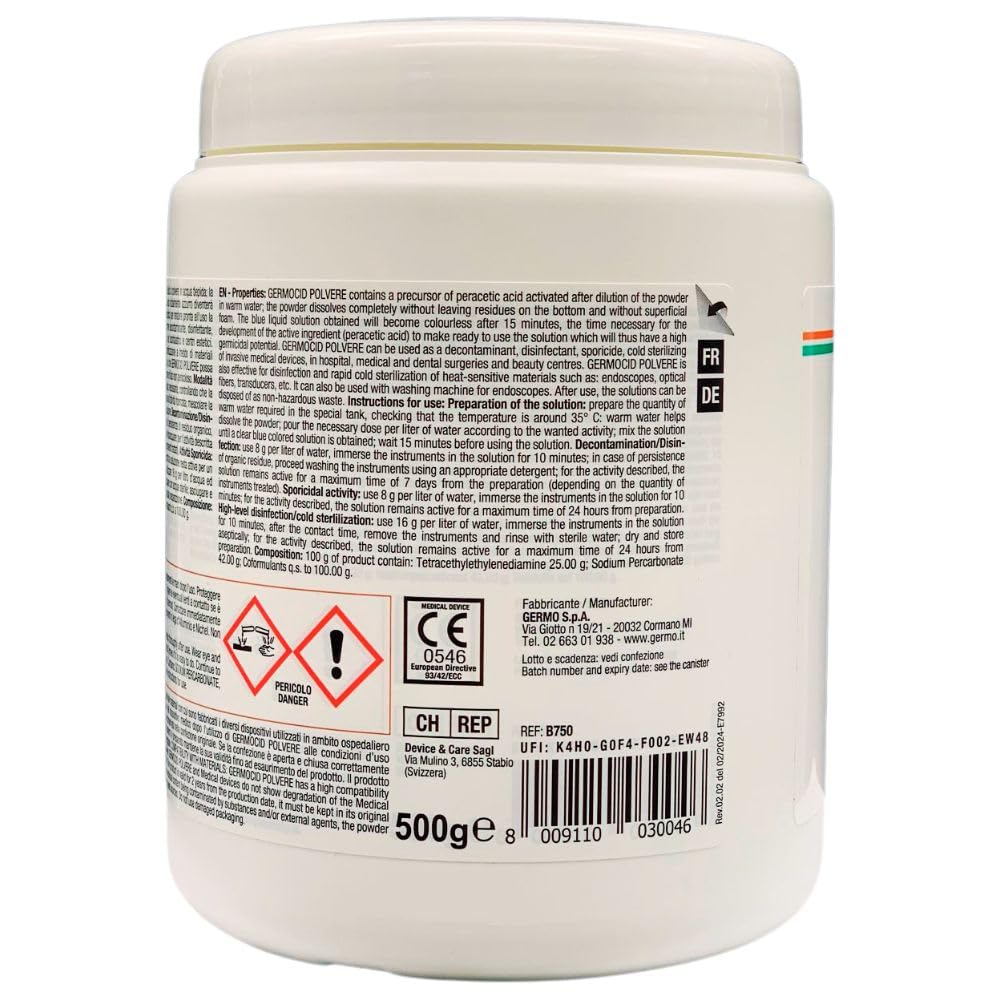 Disinfettante e Sterilizzante in Polvere, può Essere Utilizzato come Decontaminante, Disinfettante e Sporicida, 500g