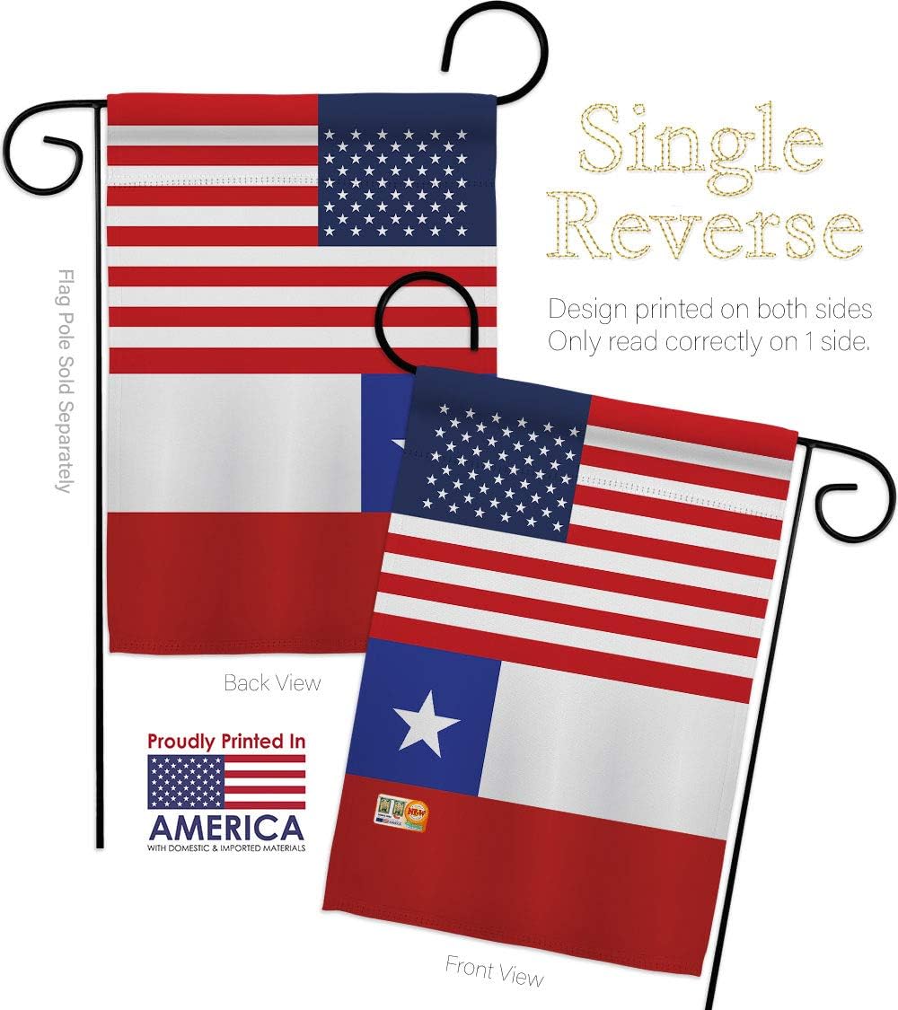 Chile US Friendship Garden Flag Set Wall Holder Regional USA American Alliance World Country Particular Area Small Decorative Gift Yard House Banner Made In 13 X 18.5