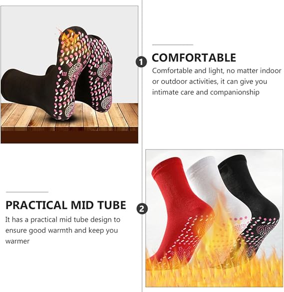 Self Heating Socks for Winter Season, 3 Pairs Mid Calf Warmers