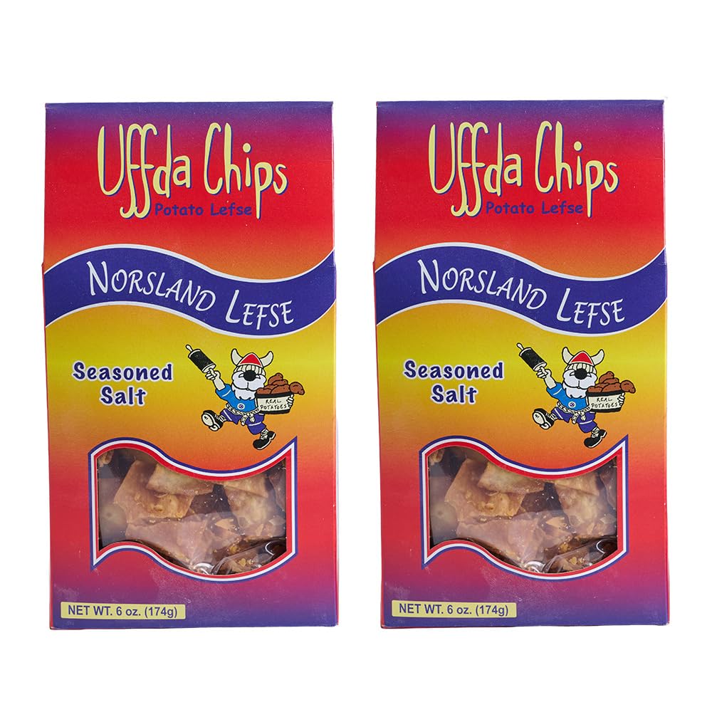 Uffda Chips -2 pack - Made From Real Lefse - 6 oz. By Norsland Lefse (Cinnamon Sugar)