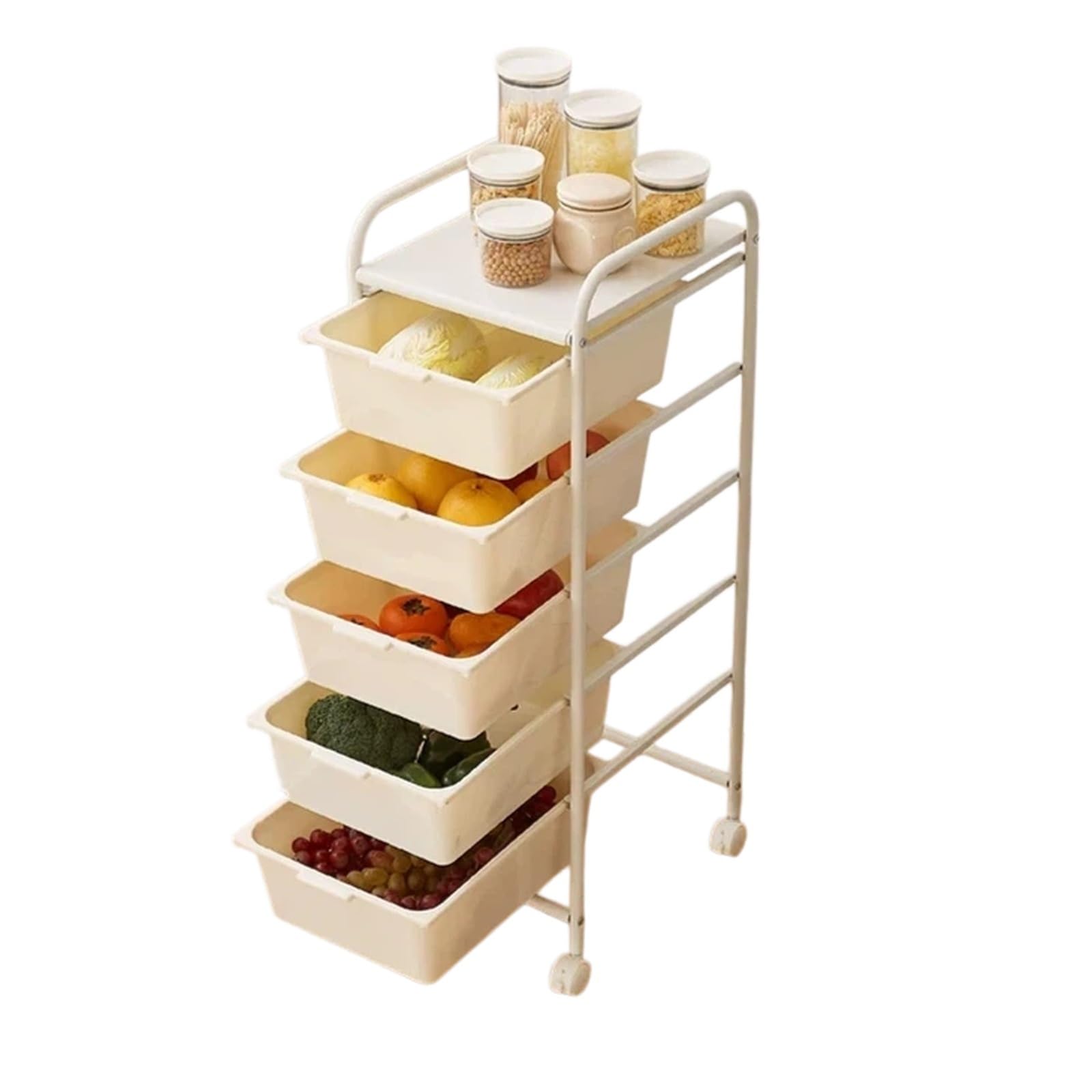 FZL02068LM Kitchen Trolley Rolling Utility Cart Movable Storage Shelf for Snacks and Books Organizer Rack(Small)