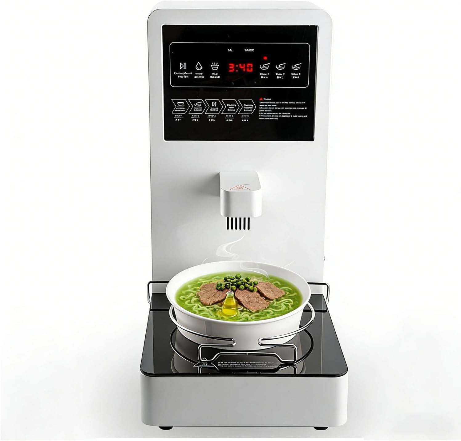 XCSCUK Electric Noodle Cooker, 2200W Self-Service Instant Noodle Machine,with Auto Water Volume & Temp Control,for Schools, Fast Food