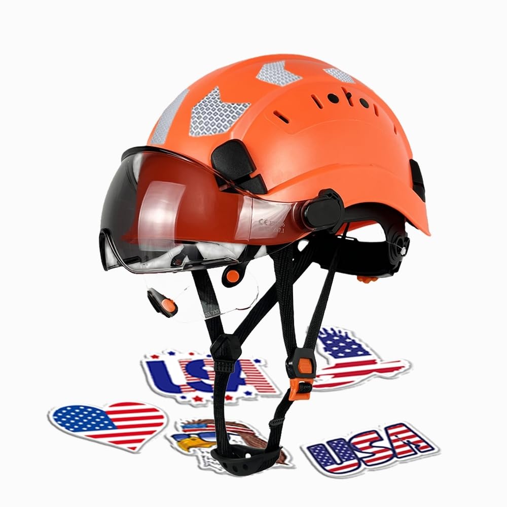 Safety Helmet Hard Hat Adjustable Lightweight Vented ABS Work Helmet 6-Point Suspension ANSI Z89.1