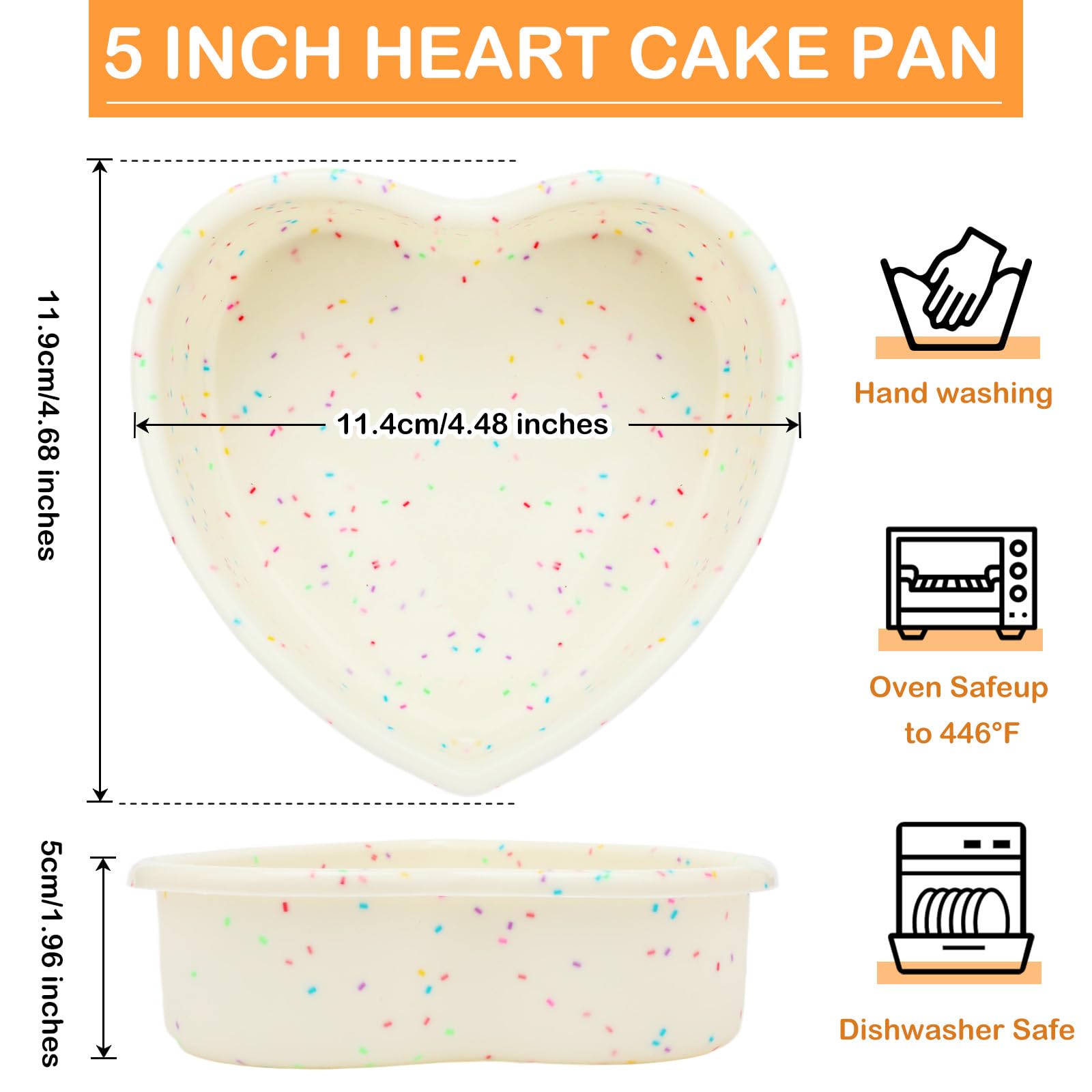 Mini molde para tartas de corazón de 5 pulgadas (12, puntos blancos)