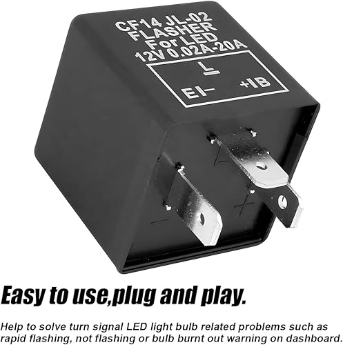 Miniatura 3 de Bittwee 2 unidades de 3 pines CF-14 CF14 EP35 relé intermitente electrónico para automóvil compatible con 12V 0.02A-20A, bombillas LED de señal de