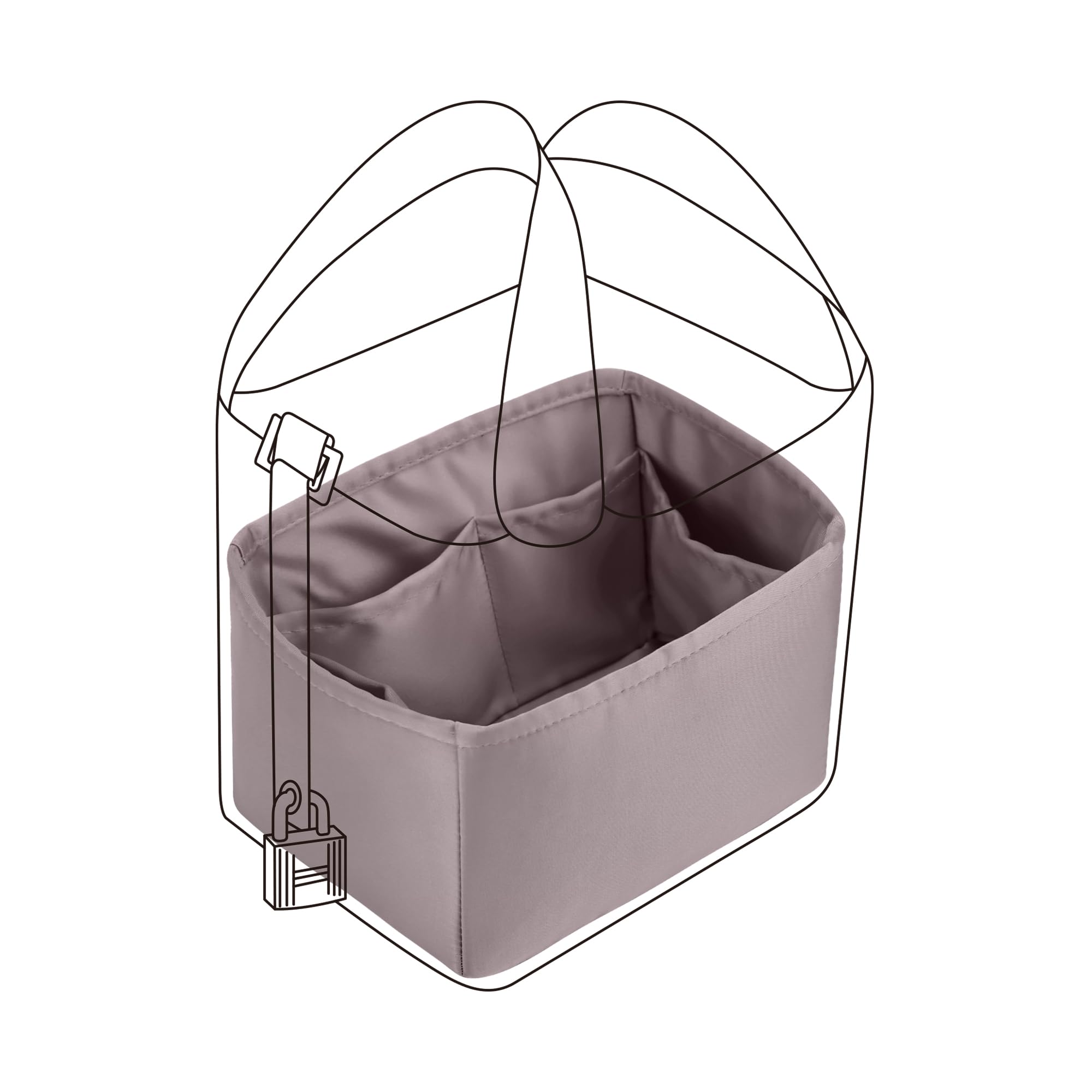 DGAZ Silk Handbag Organizer Fits picotin18/22Bags, Silky Smooth, Luxury Handbag Tote in Women Bag Shapers (Konjac purple, PC18)