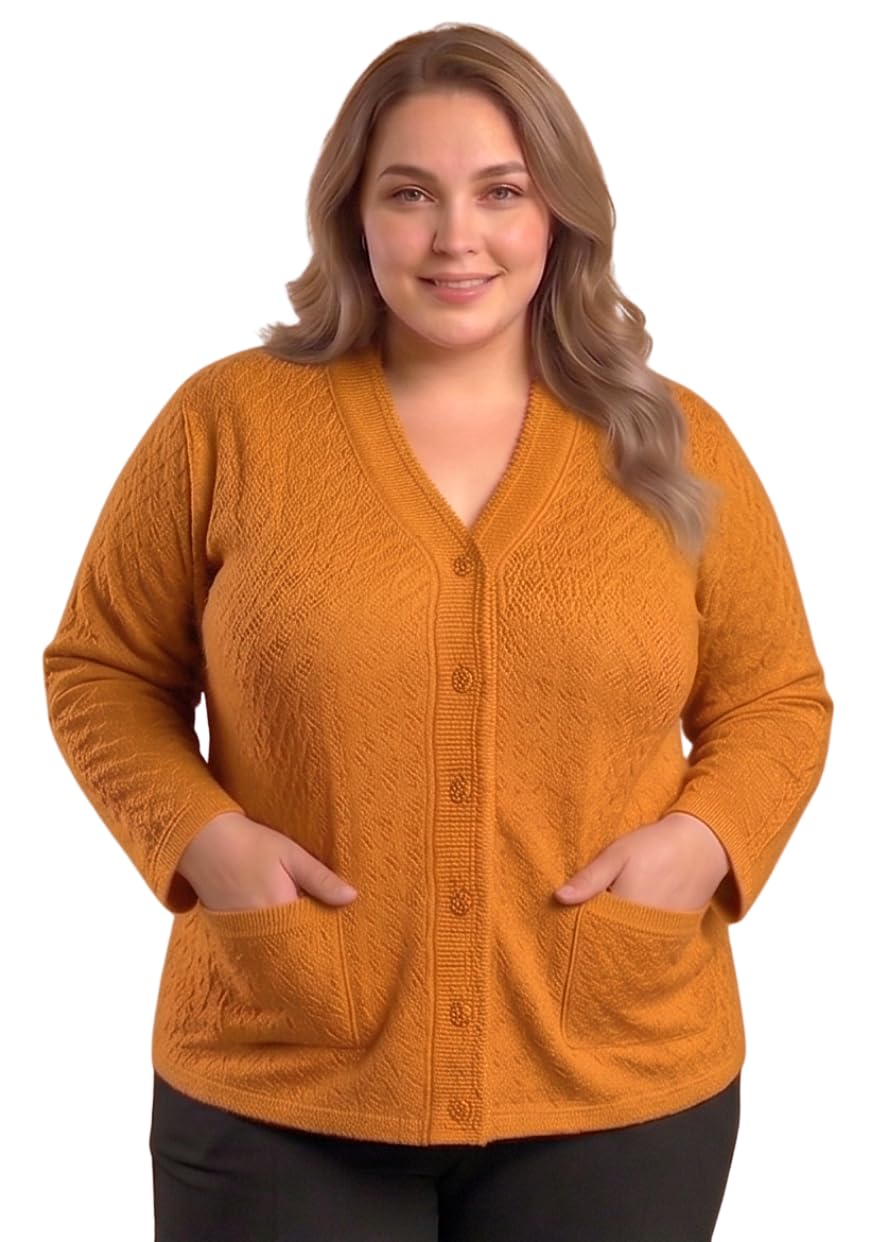 tollfree Women’s Plus Size Button Front Cardigan Sweater – Soft Knit V-Neck Long Sleeve with Pockets-picture-15