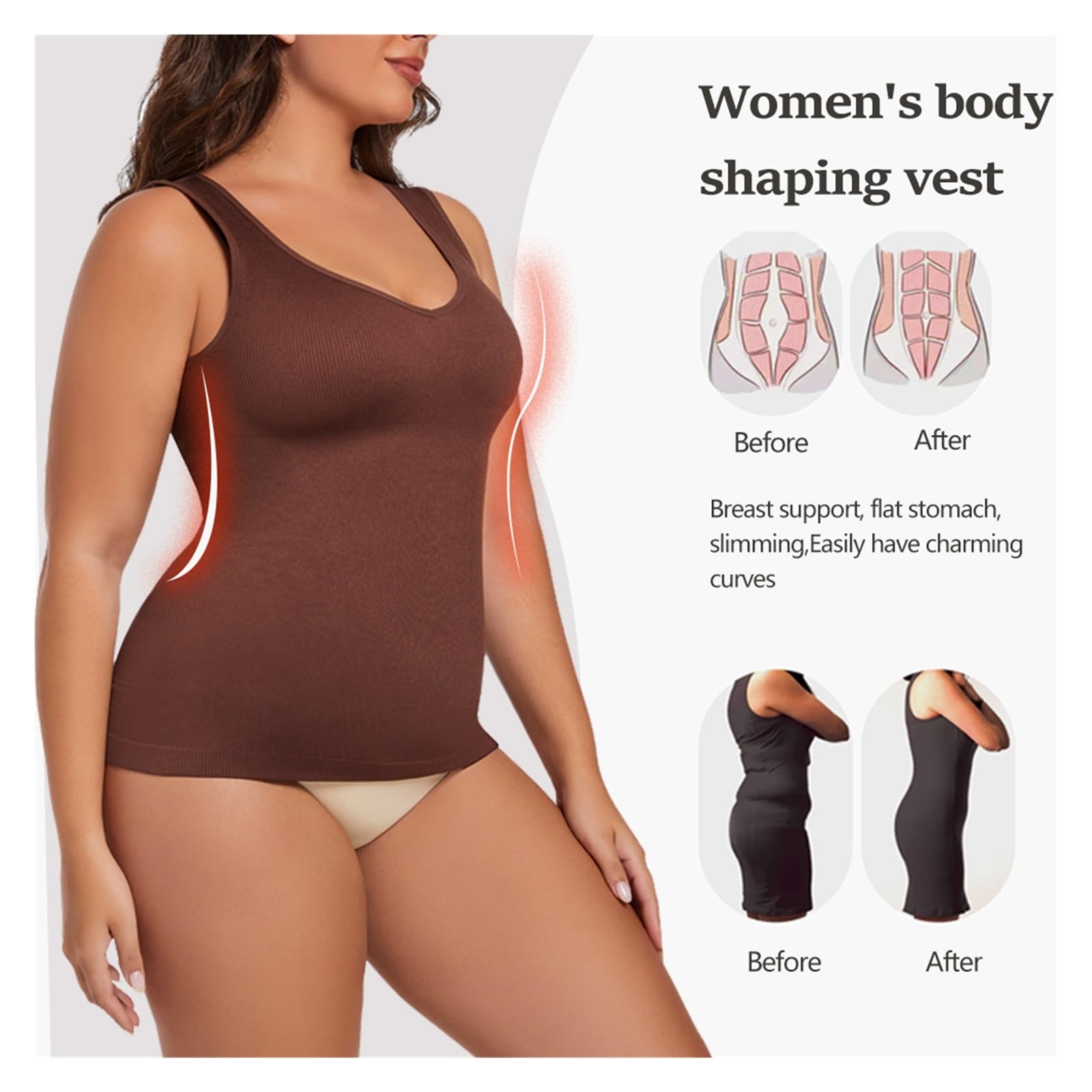 LYGXWJFC Fajas Moldeadoras con Cuello en V para Mujer, Camisola con Control de Barriga, Ropa Interior Adelgazante S-3XL