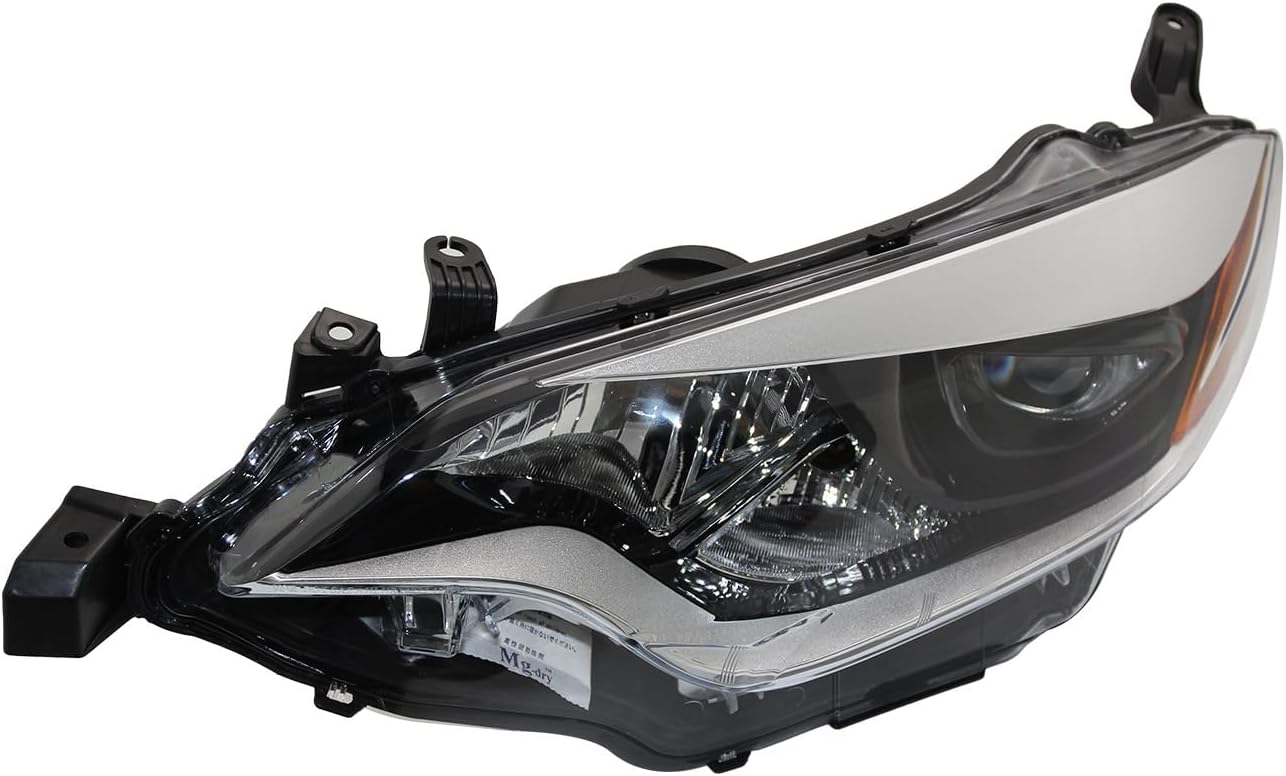 Headlight Assembly Fit For 2014-2016 Toyota Corolla[4-Door Sedan] Halogen Headlamp Replacement Driver Passenger Side Black Housing Amber Reflector No Bulbs