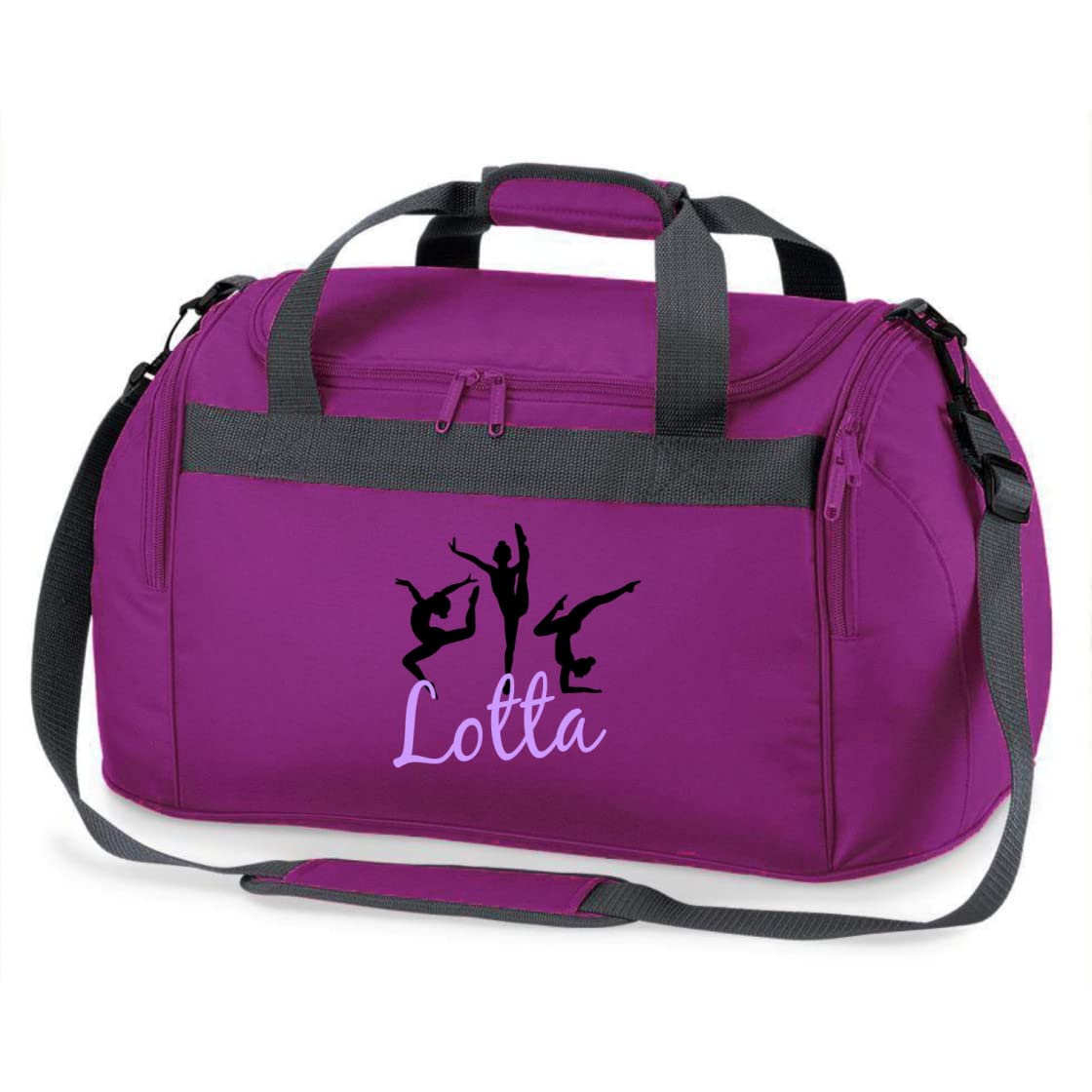 Sac de sport personnalisé et imprimé avec prénom, gymnastique rythmique, sac de voyage pour filles, avec nom imprimé, violet