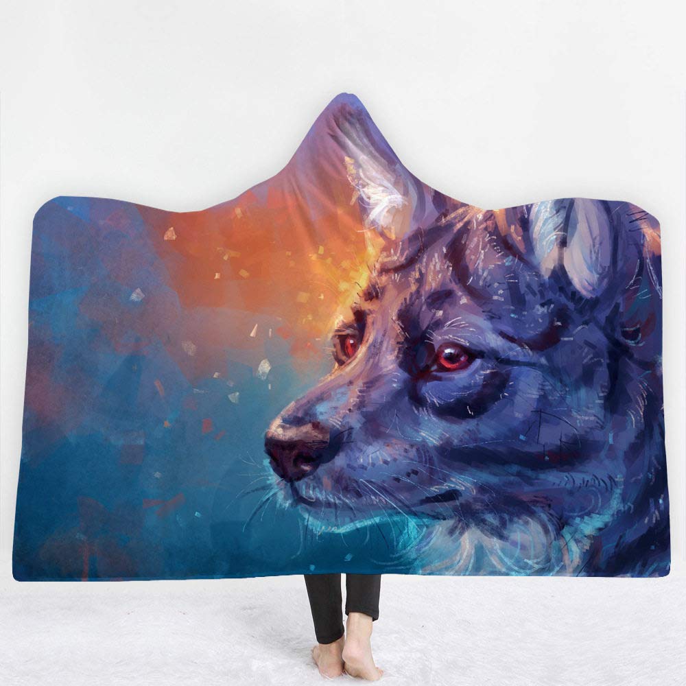 Couverture plaid à capuche loup pour une pause déjeuner confortable au bureau