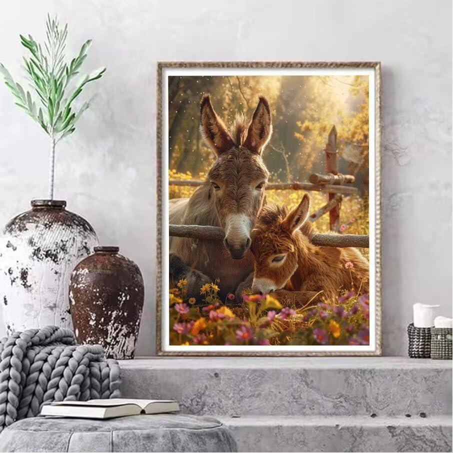 Kit Complet Diamond Art Âne Grand Format Strass 5D - 2