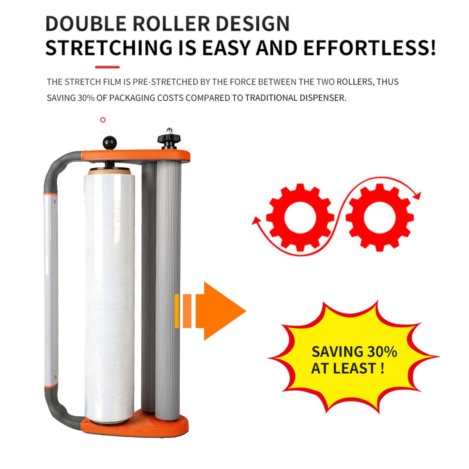 Dispensador de Film Estirable - Dispensador de Film Estirable de Resistencia Industrial, Envolvedora de palés con Ajuste de tensión, Mango de Film retráctil para Rollos de 12" a 20"
